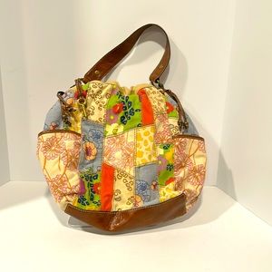 Fossil Tote Bag. Patchwork Design.